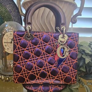 Dior "Lady Dior"  Anselm Reyle Cannage Quilt Leather Bag Medium Limited Edition